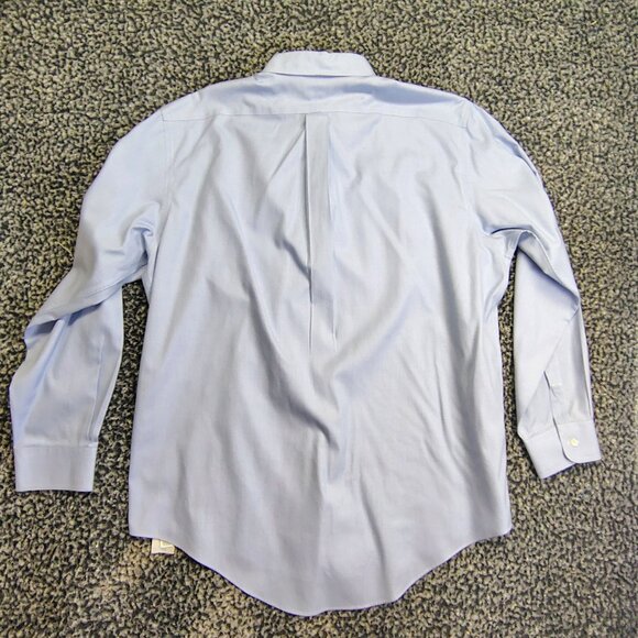 Land's End Men's Classic Blue White Houndstooth Button-Down Collar Shirt 17-35 - Picture 2 of 6